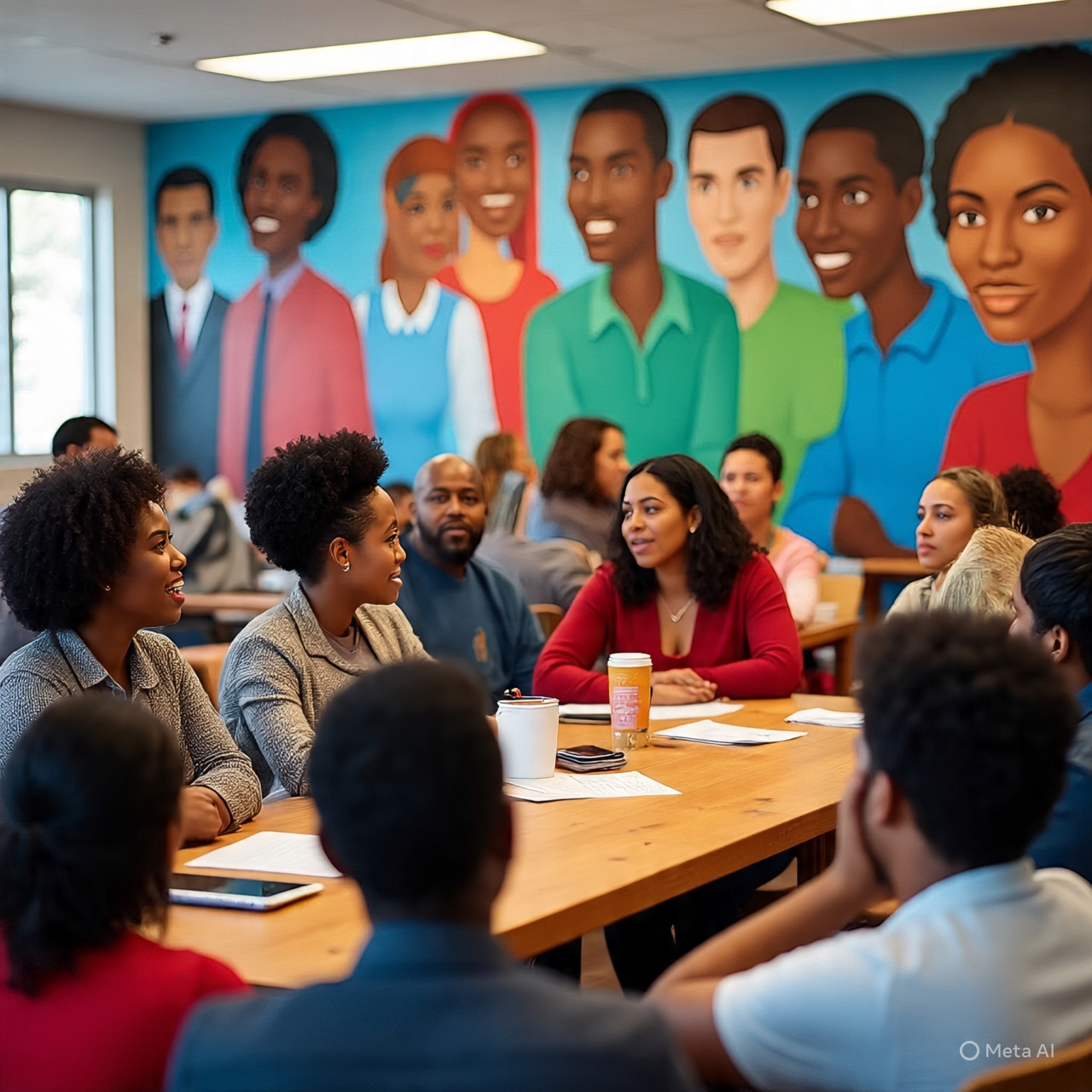 young Black woman speaking at community meeting